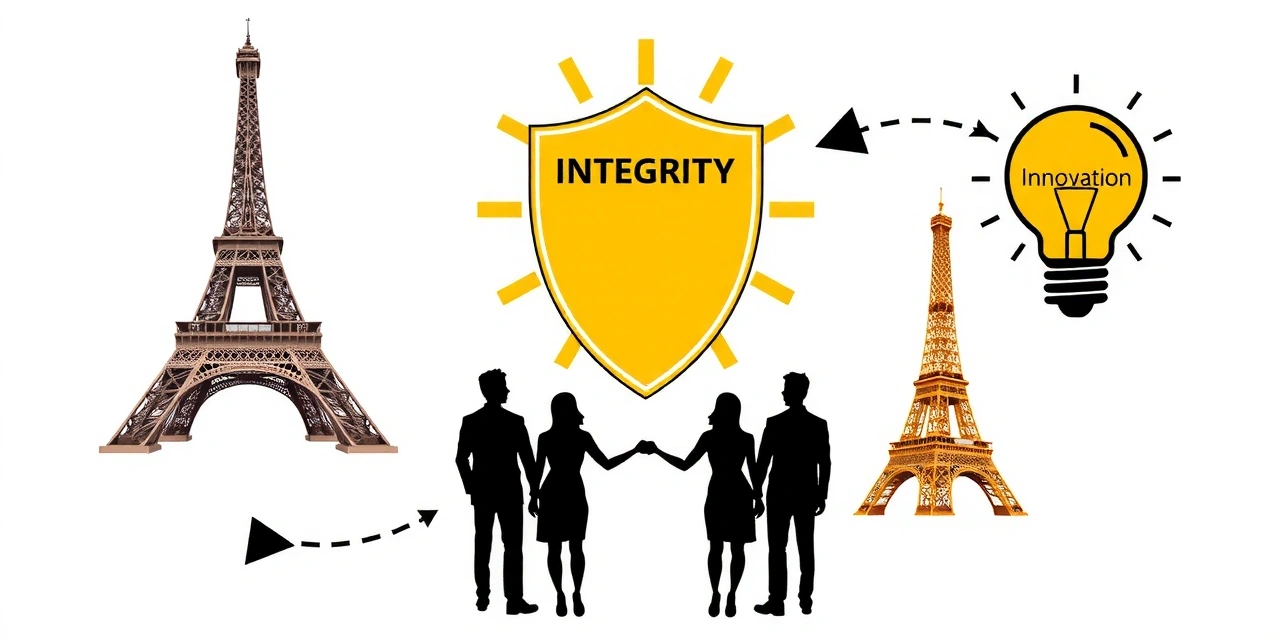 Représentation des valeurs d'Eiffelvitcv : intégrité, innovation et communauté