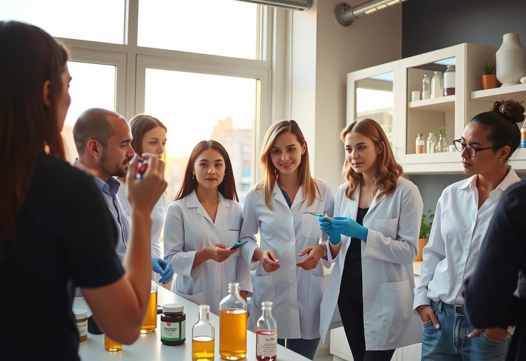 Équipe fondatrice travaillant dans un laboratoire parisien moderne