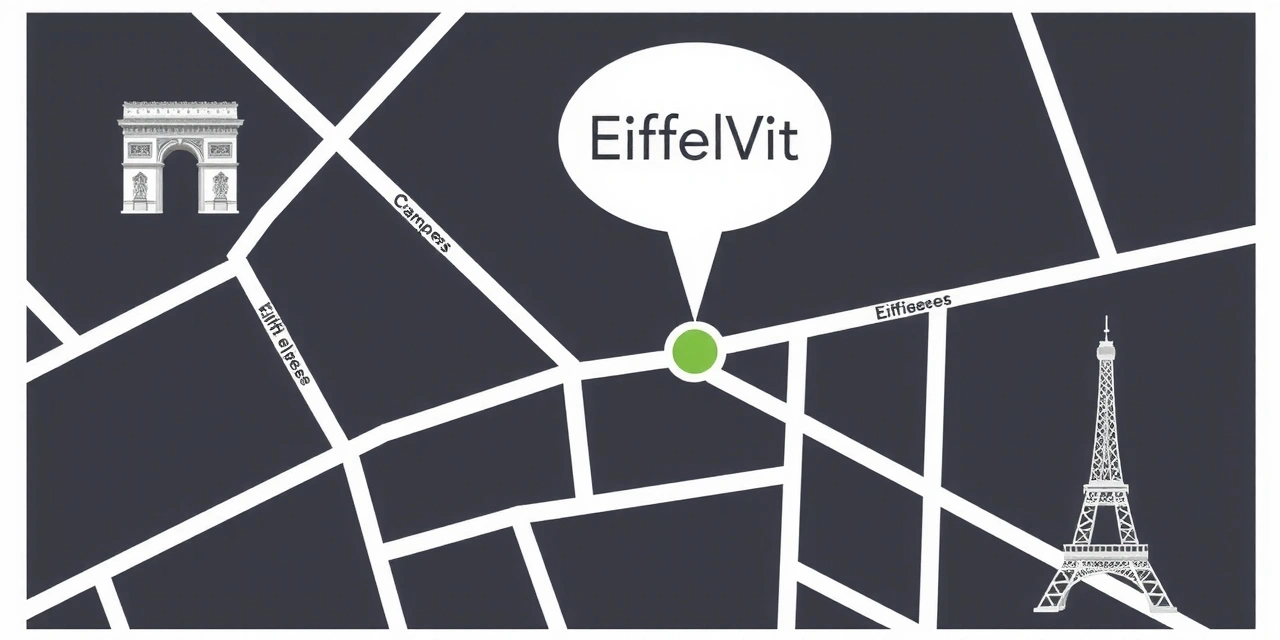 Carte stylisée montrant l'emplacement stratégique d'Eiffelvitcv à Paris