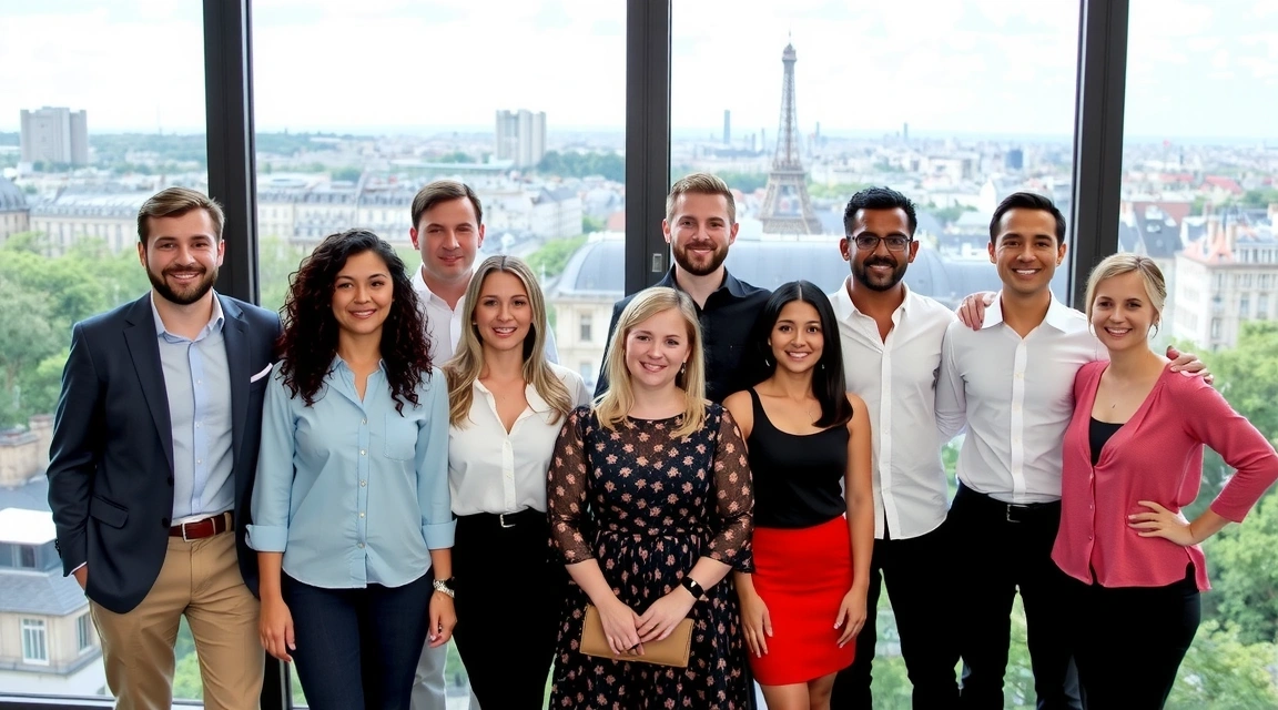 Équipe d'Eiffelvitcv posant devant leur bureau parisien